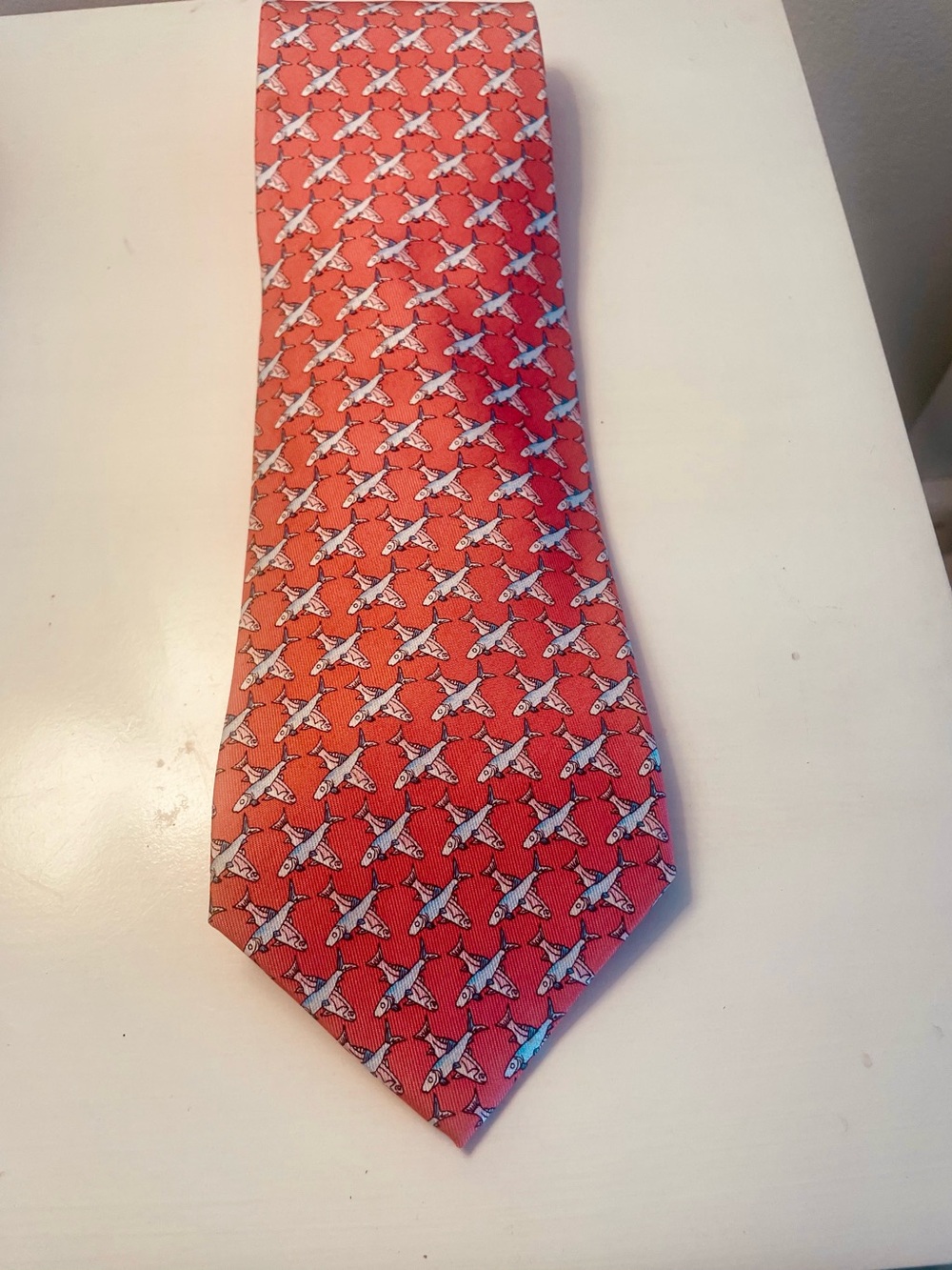 Vineyard Vines Silk Tie Custom Collection Fishes Redbone EIC USA